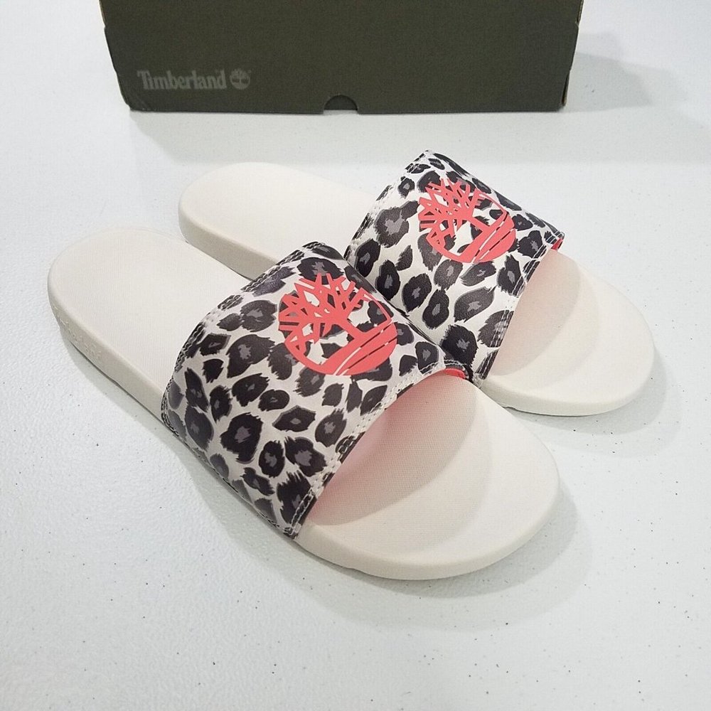 Timberland Playa Sands Slide Sandals Womens Size 10 Cheetah Print